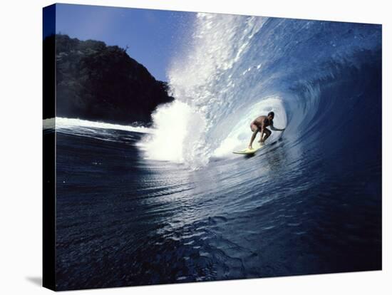 Surfer Riding a Wave-null-Stretched Canvas