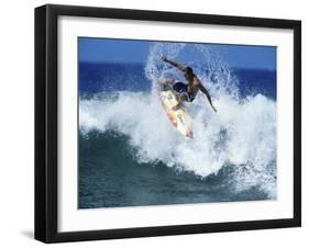 Surfer Riding a Wave-null-Framed Premium Photographic Print