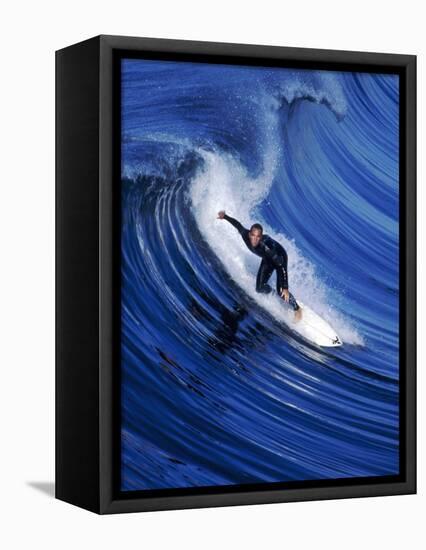 Surfer Riding a Wave-David Pu'u-Framed Stretched Canvas