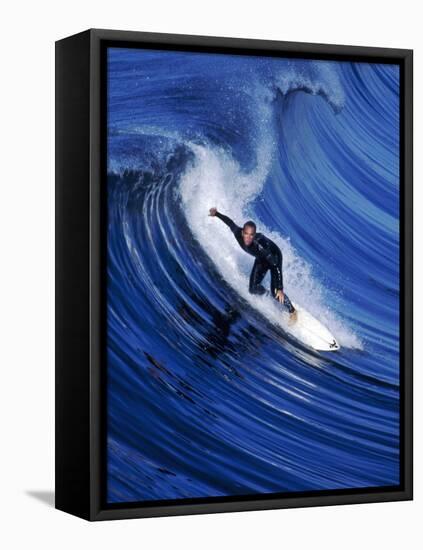 Surfer Riding a Wave-David Pu'u-Framed Stretched Canvas