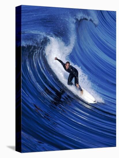 Surfer Riding a Wave-David Pu'u-Stretched Canvas