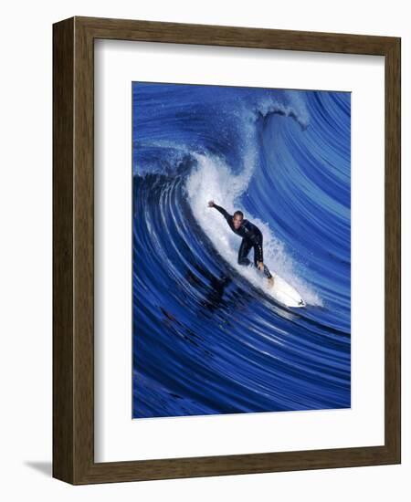 Surfer Riding a Wave-David Pu'u-Framed Photographic Print