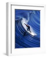 Surfer Riding a Wave-David Pu'u-Framed Photographic Print