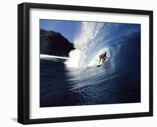 Surfer Riding a Wave-null-Framed Photographic Print