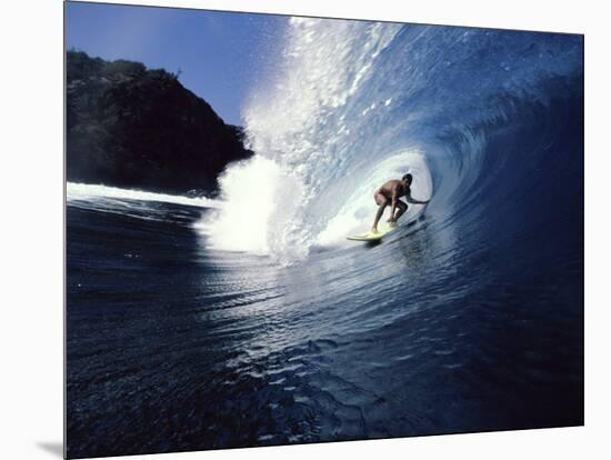 Surfer Riding a Wave-null-Mounted Photographic Print