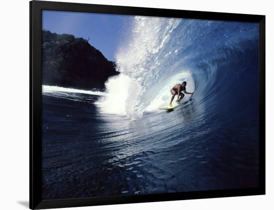 Surfer Riding a Wave-null-Framed Photographic Print