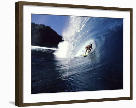 Surfer Riding a Wave-null-Framed Photographic Print