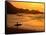 Surfer Standing at Waimea Bay at Sunset, Waimea, U.S.A.-Ann Cecil-Framed Stretched Canvas