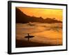 Surfer Standing at Waimea Bay at Sunset, Waimea, U.S.A.-Ann Cecil-Framed Photographic Print