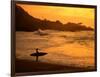 Surfer Standing at Waimea Bay at Sunset, Waimea, U.S.A.-Ann Cecil-Framed Photographic Print