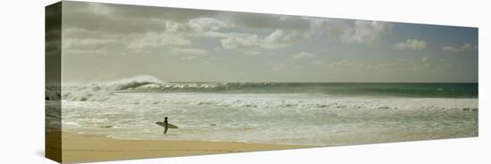 Surfer Standing on the Beach, North Shore, Oahu, Hawaii, USA-null-Stretched Canvas