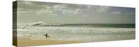 Surfer Standing on the Beach, North Shore, Oahu, Hawaii, USA-null-Stretched Canvas