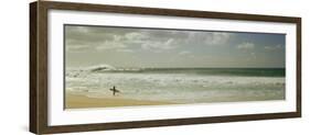 Surfer Standing on the Beach, North Shore, Oahu, Hawaii, USA-null-Framed Photographic Print