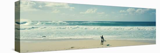 Surfer Standing on the Beach, North Shore, Oahu, Hawaii, USA-null-Stretched Canvas