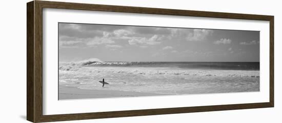 Surfer Standing on the Beach, North Shore, Oahu, Hawaii, USA-null-Framed Photographic Print