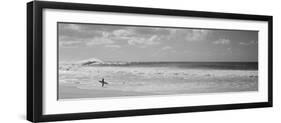 Surfer Standing on the Beach, North Shore, Oahu, Hawaii, USA-null-Framed Photographic Print