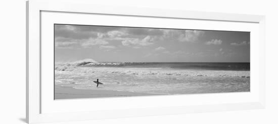 Surfer Standing on the Beach, North Shore, Oahu, Hawaii, USA-null-Framed Photographic Print