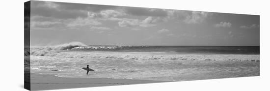 Surfer Standing on the Beach, North Shore, Oahu, Hawaii, USA-null-Stretched Canvas