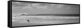 Surfer Standing on the Beach, North Shore, Oahu, Hawaii, USA-null-Framed Stretched Canvas