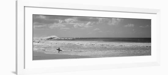 Surfer Standing on the Beach, North Shore, Oahu, Hawaii, USA-null-Framed Photographic Print