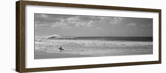 Surfer Standing on the Beach, North Shore, Oahu, Hawaii, USA-null-Framed Photographic Print