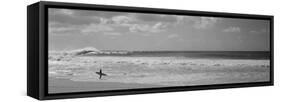 Surfer Standing on the Beach, North Shore, Oahu, Hawaii, USA-null-Framed Stretched Canvas