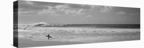 Surfer Standing on the Beach, North Shore, Oahu, Hawaii, USA-null-Stretched Canvas