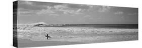 Surfer Standing on the Beach, North Shore, Oahu, Hawaii, USA-null-Stretched Canvas