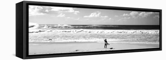 Surfer Standing on the Beach, North Shore, Oahu, Hawaii, USA-null-Framed Stretched Canvas