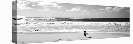 Surfer Standing on the Beach, North Shore, Oahu, Hawaii, USA-null-Stretched Canvas