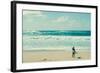 Surfer standing on the beach, North Shore, Oahu, Hawaii, USA-null-Framed Photographic Print