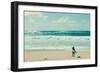 Surfer standing on the beach, North Shore, Oahu, Hawaii, USA-null-Framed Photographic Print