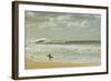 Surfer standing on the beach, North Shore, Oahu, Hawaii, USA-null-Framed Photographic Print