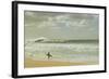 Surfer standing on the beach, North Shore, Oahu, Hawaii, USA-null-Framed Photographic Print