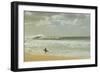 Surfer standing on the beach, North Shore, Oahu, Hawaii, USA-null-Framed Photographic Print