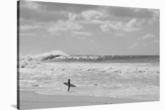 Surfer standing on the beach, North Shore, Oahu, Hawaii, USA-null-Stretched Canvas