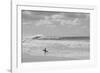 Surfer standing on the beach, North Shore, Oahu, Hawaii, USA-null-Framed Photographic Print