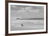 Surfer standing on the beach, North Shore, Oahu, Hawaii, USA-null-Framed Photographic Print