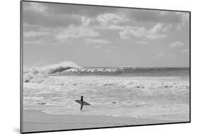 Surfer standing on the beach, North Shore, Oahu, Hawaii, USA-null-Mounted Photographic Print