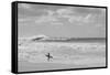 Surfer standing on the beach, North Shore, Oahu, Hawaii, USA-null-Framed Stretched Canvas