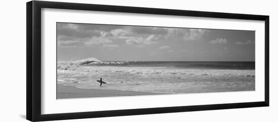 Surfer Standing on the Beach, North Shore, Oahu, Hawaii, USA-null-Framed Premium Photographic Print