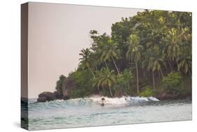 Surfer Surfing at Sunset at Mirissa Beach, South Coast, Sri Lanka, Southern Province, Asia-Matthew Williams-Ellis-Stretched Canvas