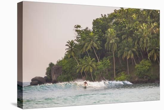 Surfer Surfing at Sunset at Mirissa Beach, South Coast, Sri Lanka, Southern Province, Asia-Matthew Williams-Ellis-Stretched Canvas