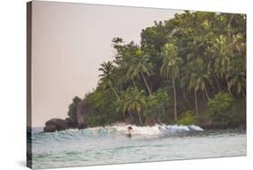 Surfer Surfing at Sunset at Mirissa Beach, South Coast, Sri Lanka, Southern Province, Asia-Matthew Williams-Ellis-Stretched Canvas