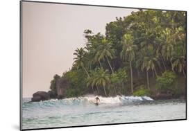 Surfer Surfing at Sunset at Mirissa Beach, South Coast, Sri Lanka, Southern Province, Asia-Matthew Williams-Ellis-Mounted Photographic Print