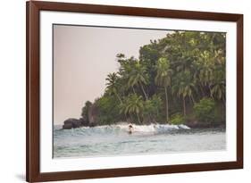 Surfer Surfing at Sunset at Mirissa Beach, South Coast, Sri Lanka, Southern Province, Asia-Matthew Williams-Ellis-Framed Photographic Print