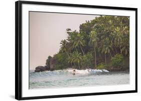 Surfer Surfing at Sunset at Mirissa Beach, South Coast, Sri Lanka, Southern Province, Asia-Matthew Williams-Ellis-Framed Photographic Print