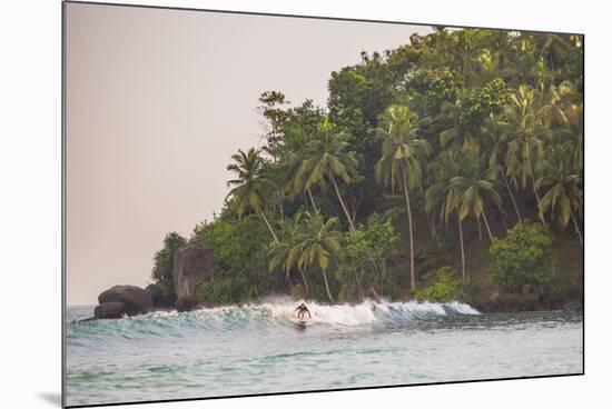 Surfer Surfing at Sunset at Mirissa Beach, South Coast, Sri Lanka, Southern Province, Asia-Matthew Williams-Ellis-Mounted Photographic Print