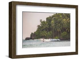 Surfer Surfing at Sunset at Mirissa Beach, South Coast, Sri Lanka, Southern Province, Asia-Matthew Williams-Ellis-Framed Photographic Print