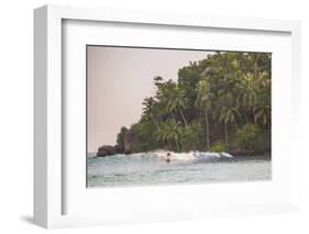 Surfer Surfing at Sunset at Mirissa Beach, South Coast, Sri Lanka, Southern Province, Asia-Matthew Williams-Ellis-Framed Photographic Print